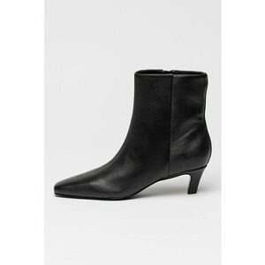 Botine de piele cu varf migdalat - Negru imagine