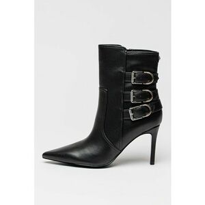 Botine de piele ecologica cu toc - Negru imagine