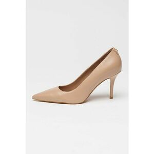 Pantofi de piele cu toc stiletto si aplicatie monograma discreta - Roz prafuit imagine