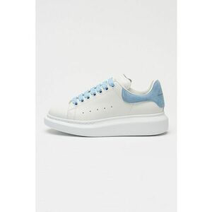 Pantofi sport cu talpa wedge si garnitura din piele intoarsa - Alb/Albastru lavanda imagine