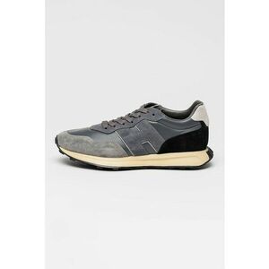 Pantofi sport low-cut de piele si piele intoarsa - Negru/Albastru inchis imagine