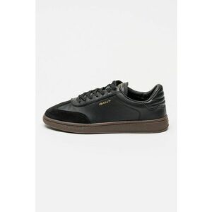 Pantofi sport low-cut de piele si piele intoarsa - Negru imagine