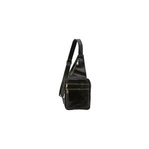 Rucsac de piele cu buzunare multiple si o bareta - Negru imagine