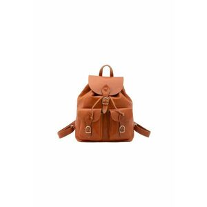 Rucsac de piele cu buzunare cu clapa - Maro cognac imagine