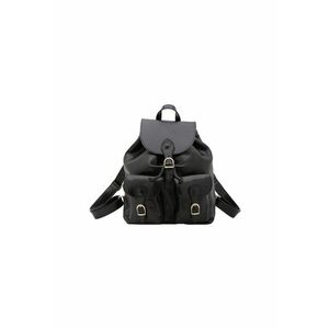 Rucsac de piele cu buzunare cu clapa - Negru imagine