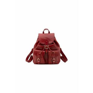 Rucsac de piele cu buzunare cu clapa - Rosu imagine