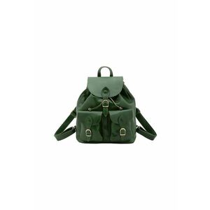 Rucsac de piele cu buzunare cu clapa - Verde imagine