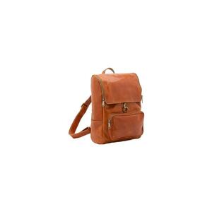 Rucsac din piele cu buzunar frontal discret - Maro cognac imagine