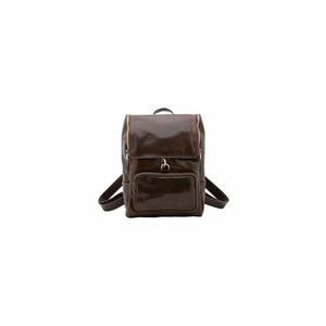 Rucsac din piele cu buzunar frontal discret - Maro inchis imagine