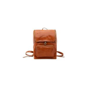 Rucsac unisex de piele lacuita - Maro cognac imagine