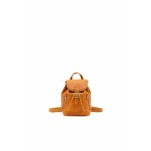 Rucsac de piele cu buzunare cu fermoar - Galben mustar imagine