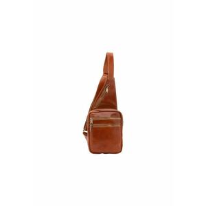 Rucsac de piele cu buzunare multiple si o bareta - Maro cognac imagine