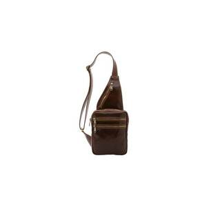 Rucsac de piele cu buzunare multiple si o bareta - Maro imagine