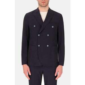 Distretto - Sacou slim-fit cu revere decupate - Albastru imagine