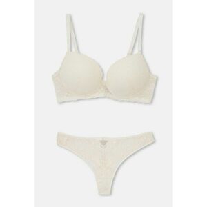 Set de sutien si chiloti cu dantela - 2 piese - Alb fildes imagine