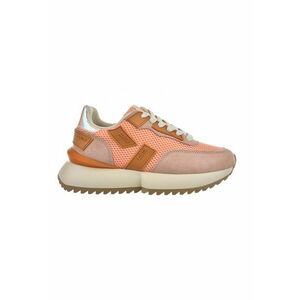 Pantofi sport cu talpa wedge si garnituri din piele intoarsa si plasa - Portocaliu imagine