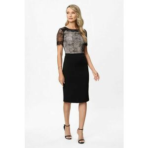 Rochie midi cu strat exterior de dantela - Alb/Negru imagine