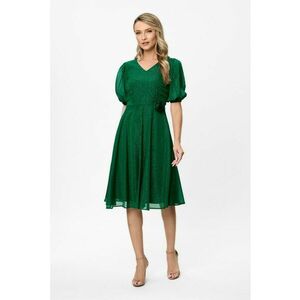 Rochie evazata cu maneci bufante semi-transparente si aplicatie florala Alison imagine