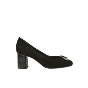 Pantofi eleganti - dama - 11804-561 negru - piele intoarsa - toc imagine