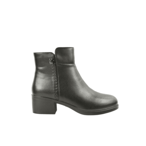 Ghete casual - dama - E0250-1 negru - piele naturala - cu toc - Negru - Piele naturala - Negru imagine