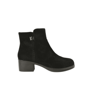 Ghete casual - dama - E0250-14 negru - piele intoarsa - cu toc - Negru imagine