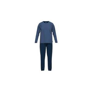 Pijama cu pantaloni lungi si maneci raglan - Albastru imagine