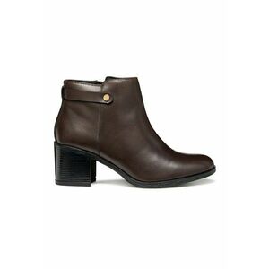 Botine de piele cu toc masiv - Maro inchis imagine