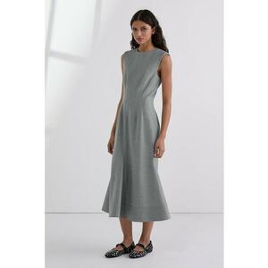 Rochie cu croiala in A din amestec de lana - fara maneci - Gri deschis imagine