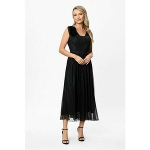 Rochie midi cu aplicatii florale - Negru imagine