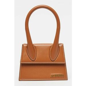 Geanta din piele cu maner si logo metalic - Caramel imagine