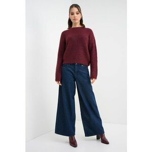 Pulover cu decolteu la baza gatului si maneci cazute - Violet melange imagine