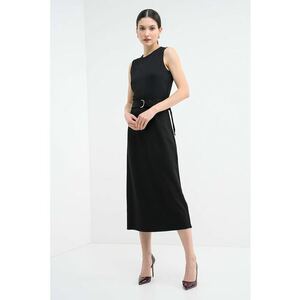 Rochie midi cu slit - Negru imagine
