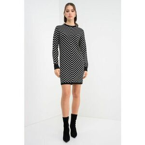 Rochie scurta din amestec de modal - Alb fildes/Negru imagine