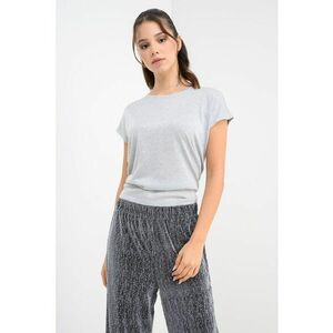 Tricou cu insertii din lurex - Gri deschis/Argintiu imagine