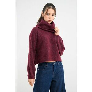 Pulover uni cu guler inalt - Violet tyrian imagine