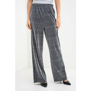 Pantaloni ampli cu insertii stralucitoare Maeve - Negru/Argintiu imagine