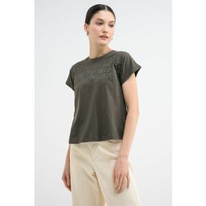 Tricou de bumbac organic cu detaliu brodat - Negru stins imagine