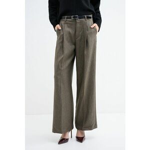 Pantaloni ampli cu pliuri frontale - Negru/Maro imagine