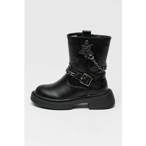 Ghete de piele ecologica cu lant decorativ Brookie - Negru imagine