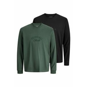 Set de bluze de bumbac cu broderie logo - 2 piese - Verde/Negru imagine