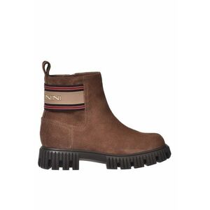 Ghete din piele intoarsa cu logo - Maro taupe imagine