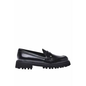 Pantofi loafer din piele cu monograma metalica discreta - Negru imagine
