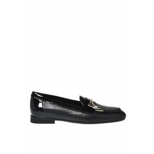 Pantofi loafer din piele cu accesoriu monograma metalica - Negru imagine