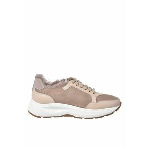 Pantofi sport din piele si piele intoarsa cu captuseala din blana de miel - Crem imagine