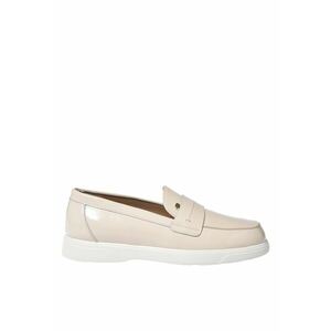 Pantofi loafer din piele cu model uni - Alb fildes imagine