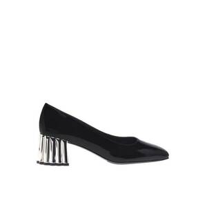 Pantofi din piele lacuita cu toc si varf patrat - Negru imagine