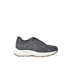 Pantofi sport dim piele intoarsa si material textil cu captuseala din blana de miel - Gri imagine