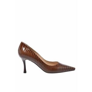 Pantofi stiletto din piele cu model piele de crocodil - Maro imagine