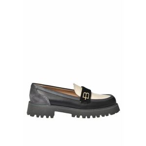 Pantofi loafer din piele cu garnituri contrastante - Negru imagine