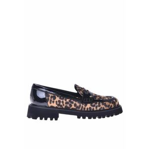 Pantofi loafer din piele cu animal print - Negru/Maro imagine